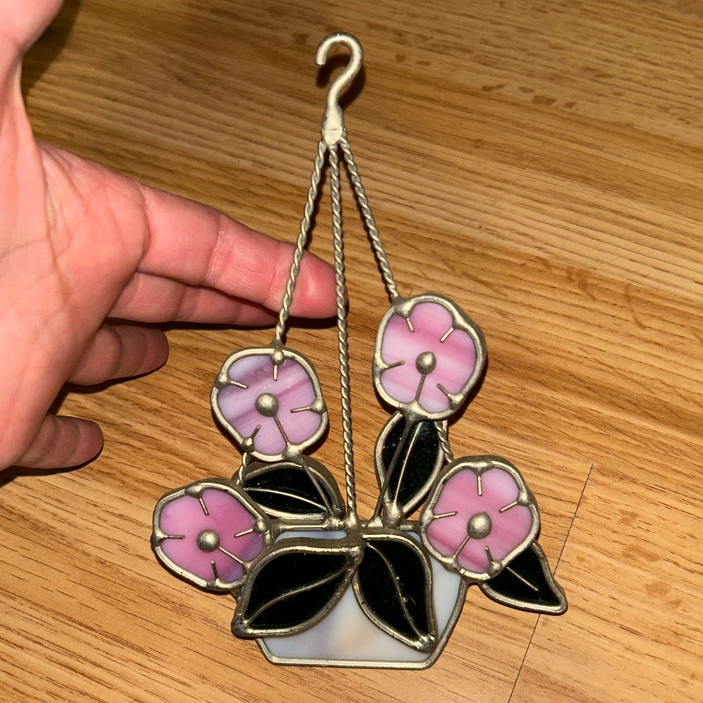 Tiffany Stained Glass Suncatcher Hanging Houseplant 6Pc Collectible Decor Bundle - Picture 6 of 8